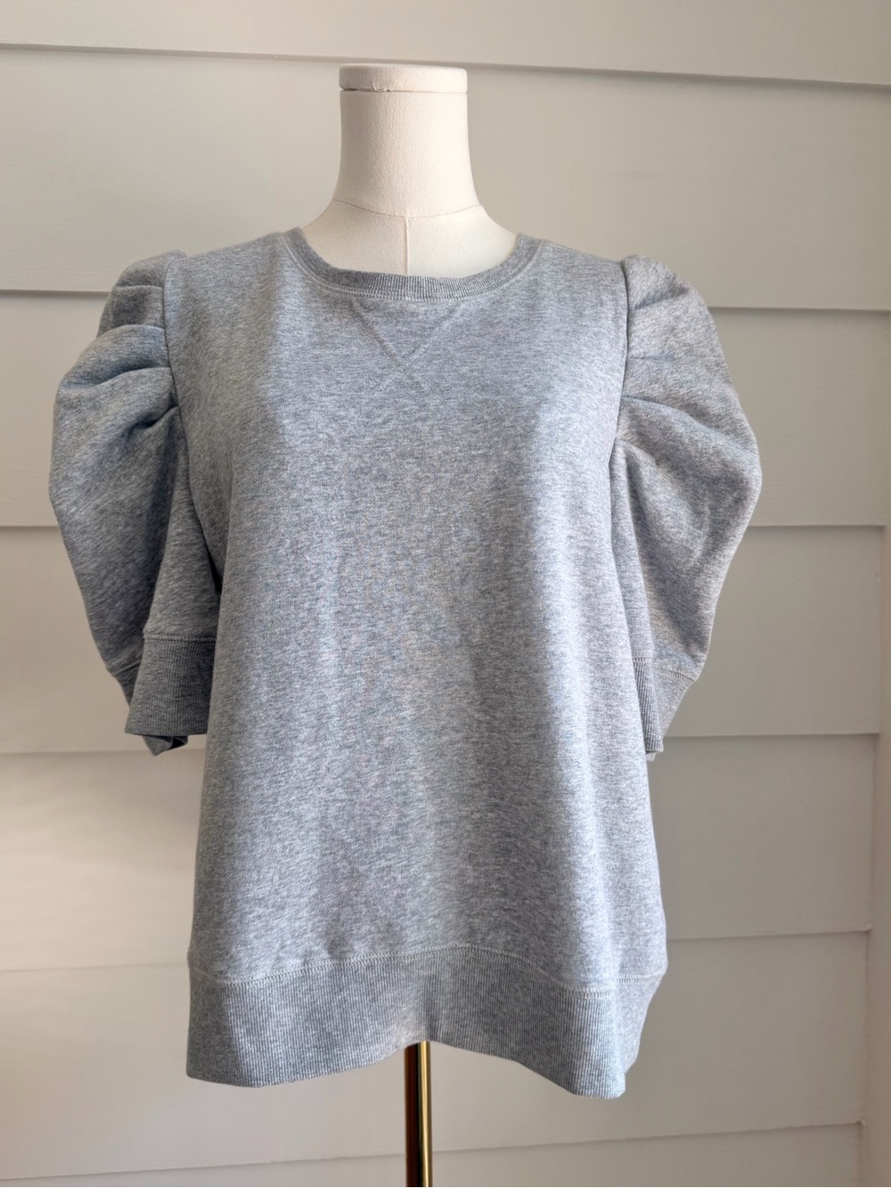 Rebecca Minkoff Janine Puff Short Sleeve Sweatshirt Heather Grey Size XL , NWOT